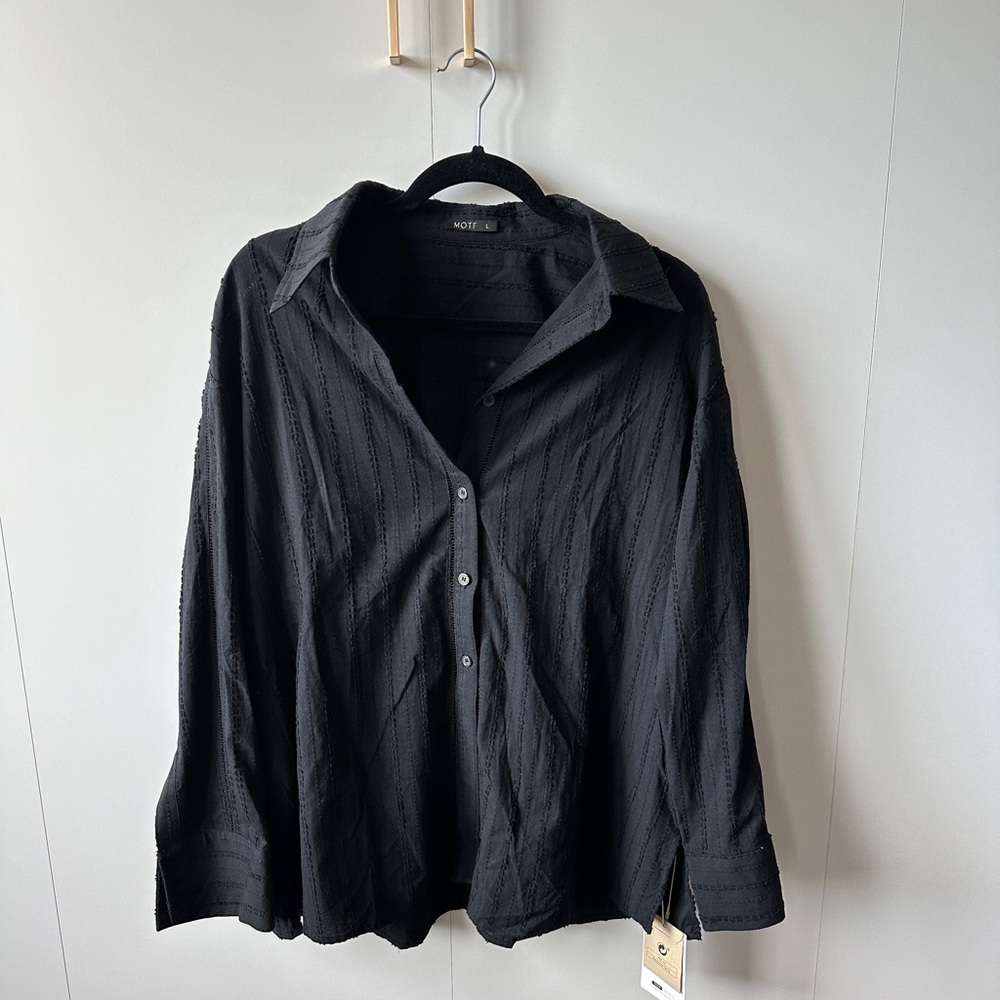 MOTF Black Button Down Shirt for Women